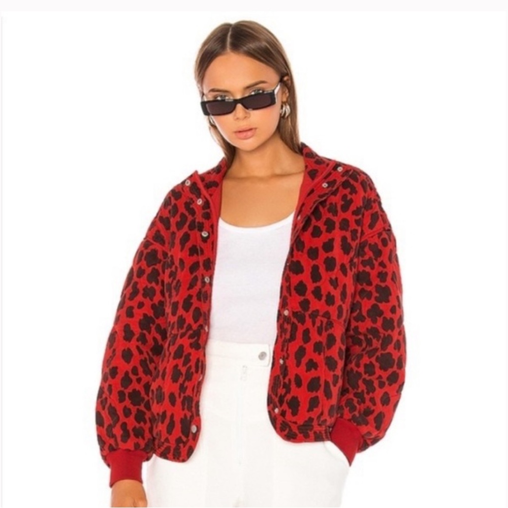 Blank NYC Red Leopard Print Jacket